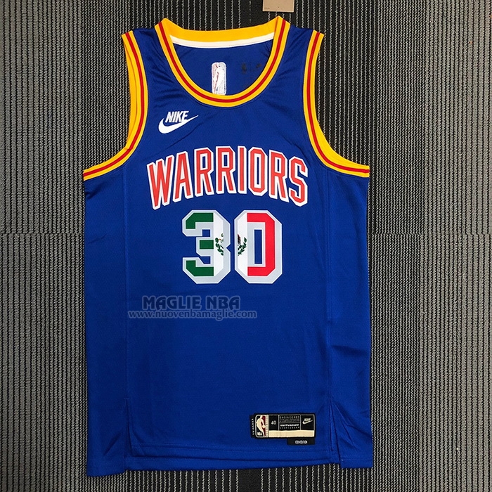 Maglia
 Stephen Curry NO 30 Golden State Warriors Classic Royal Special Mexico Edition Blu
